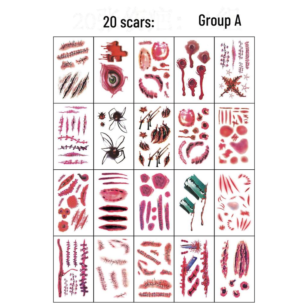 Наклейки на лицо с кровоточащим укусом и шрамом от зуба на Хэллоуин