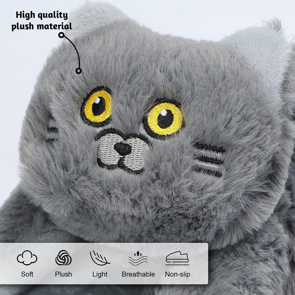 Модные тапочки-следки в виде кошки, женская зимняя теплая обувь, бесплатная доставка, забавные шлепанцы с животными, женские пушистые меховые мюли, подарок на день рождения, игрушки