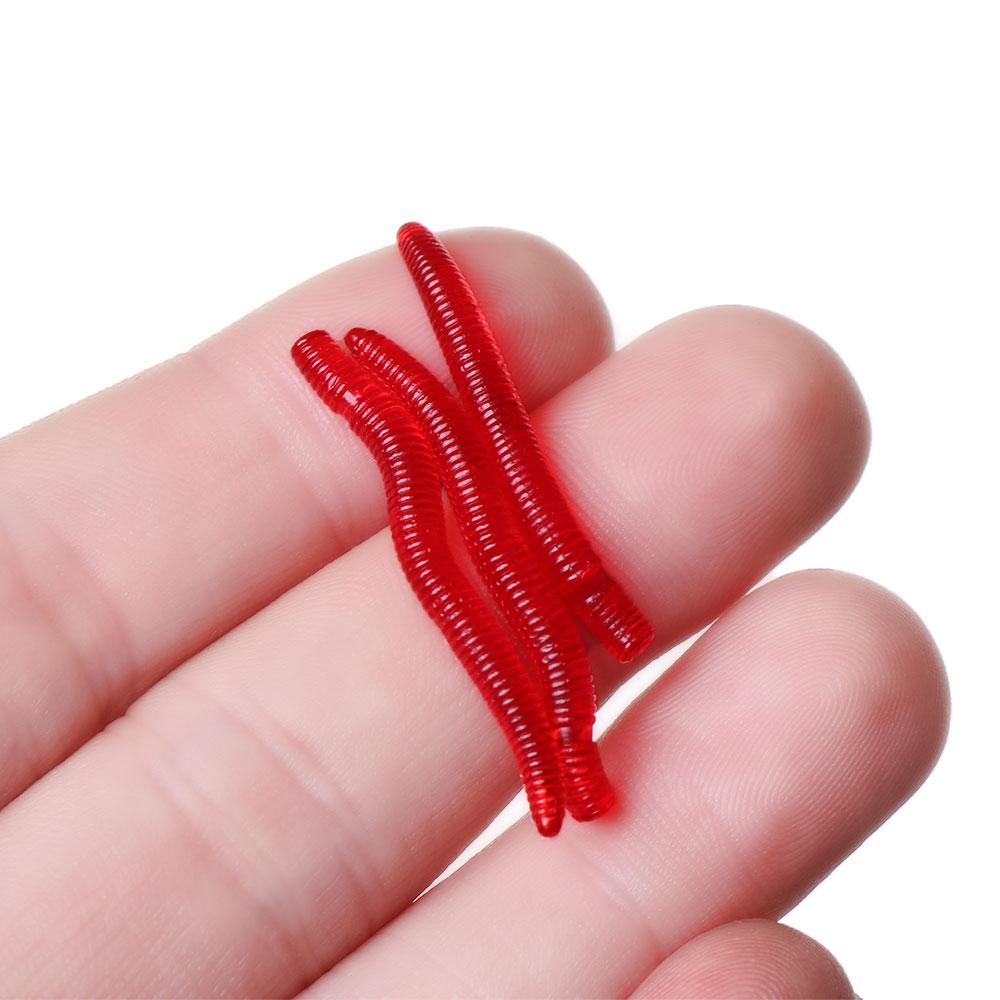 50pcs-200pcs Soft Tackle Fishy Smell Bass Fishing Lure EarthWorm bloodworm Worm Red Baits