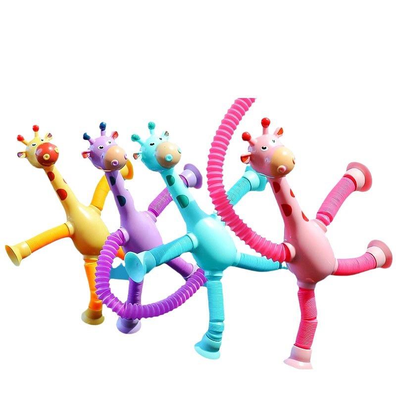 Extendable Luminous Giraffe Robot Toy - Creative Educational Cartoon for Kids