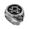 Men and Women Couple Titanium Stainless Steel Ring Six-pointed Star Eagle Head Hand Accessories Jewelry