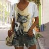 Summer Women's Shirt Anger Cat Print Casual Short Sleeve 3d T Shirts Streetwear Crew Neck Pullover Oversized Female Clothing