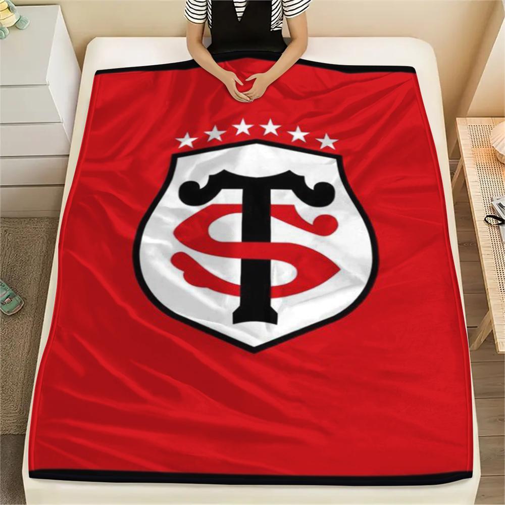 1PC Stade Toulousain Print Flannel Blanket, High quality Comfortable for All Seasons, Home Decor, Warmth and Comfort, Perfect for Christmas Gifts178