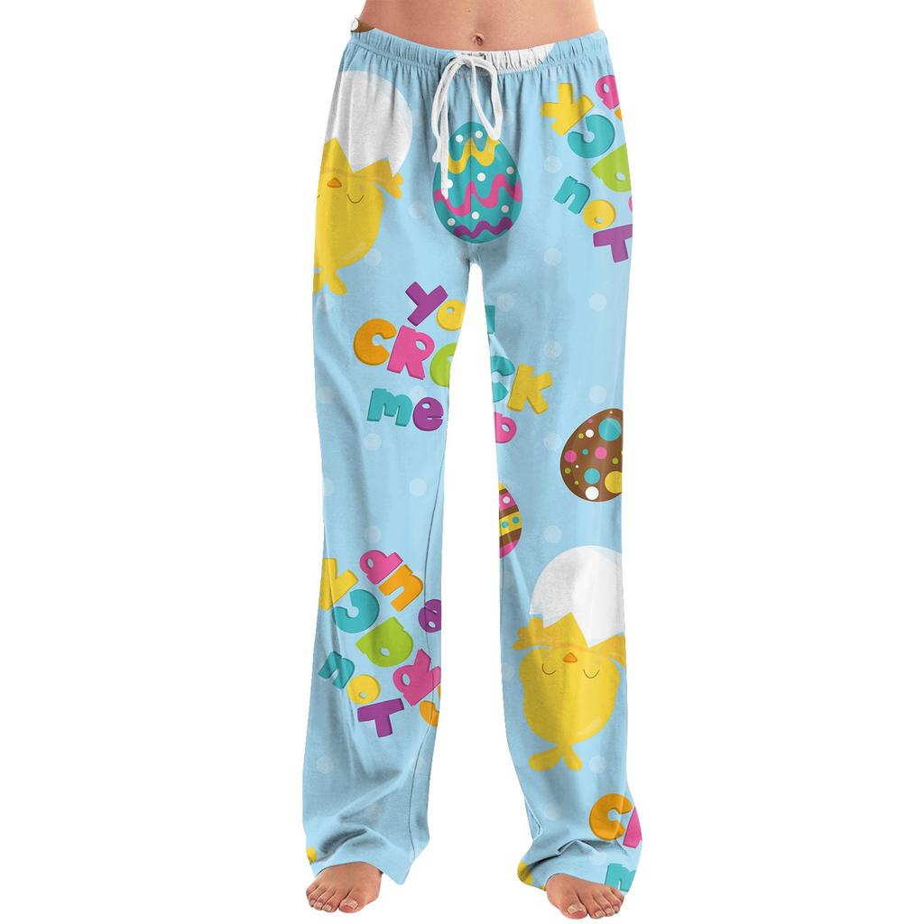 Женские модные свободные повседневные брюки с пасхальным принтом