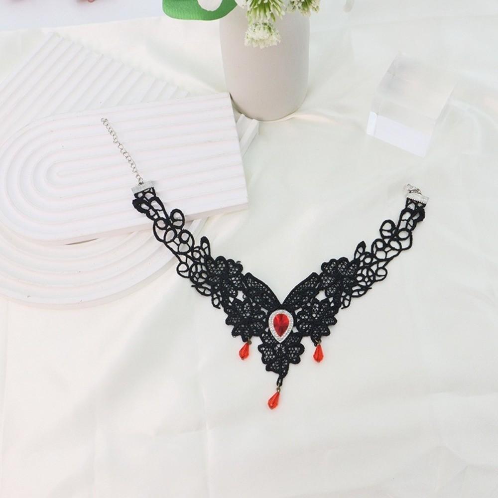 Pendant Lace Flower Necklace Tassel Halloween Clavicle Choker Cool Halloween Necklace Party