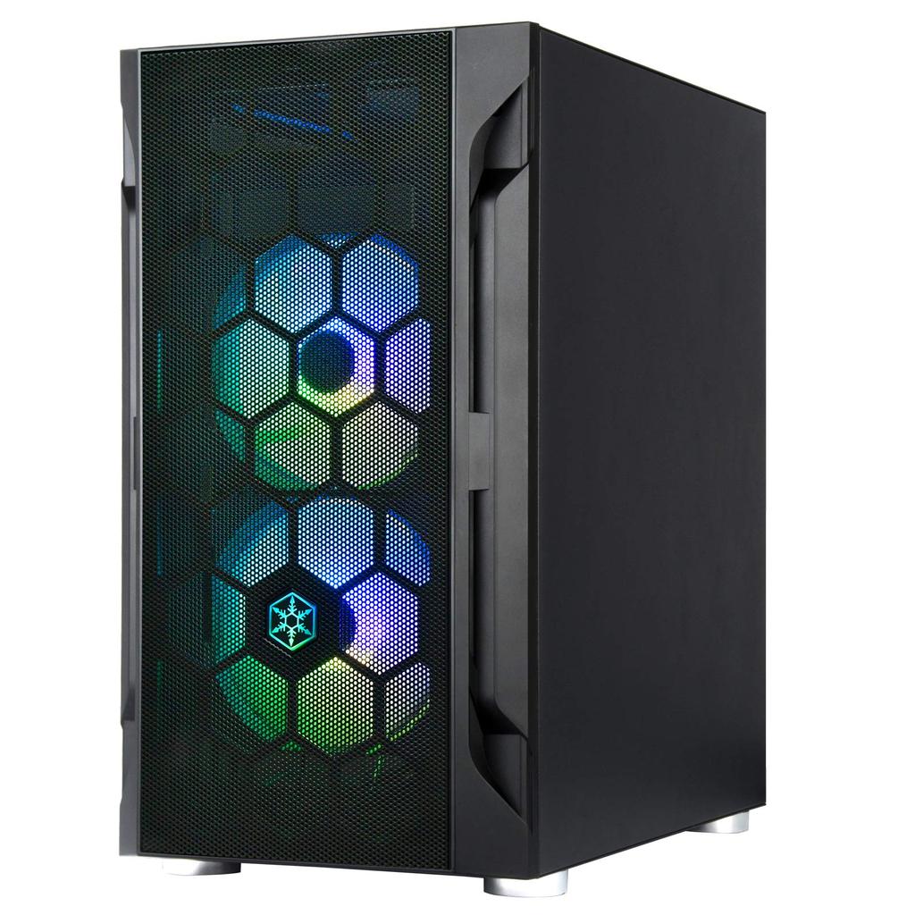 Корпус Mid Tower из закаленного стекла серии FARA Silver Stone с тремя вентиляторами ARGB + Micro-ATX SST-FAH1MB-PRO