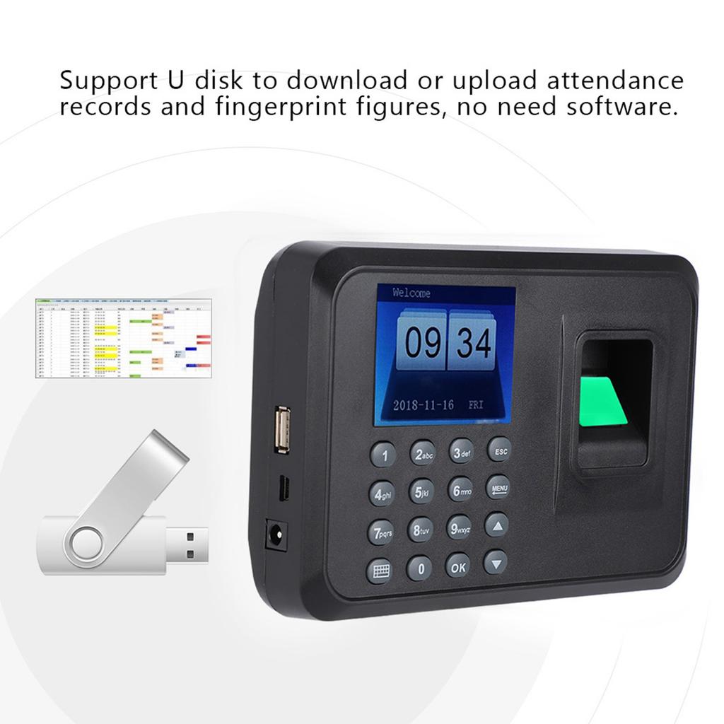 2,4-дюймовый TFT ЖК-экран с отпечатками пальцев, часы, устройство учета рабочего времени, регистратор, разъем