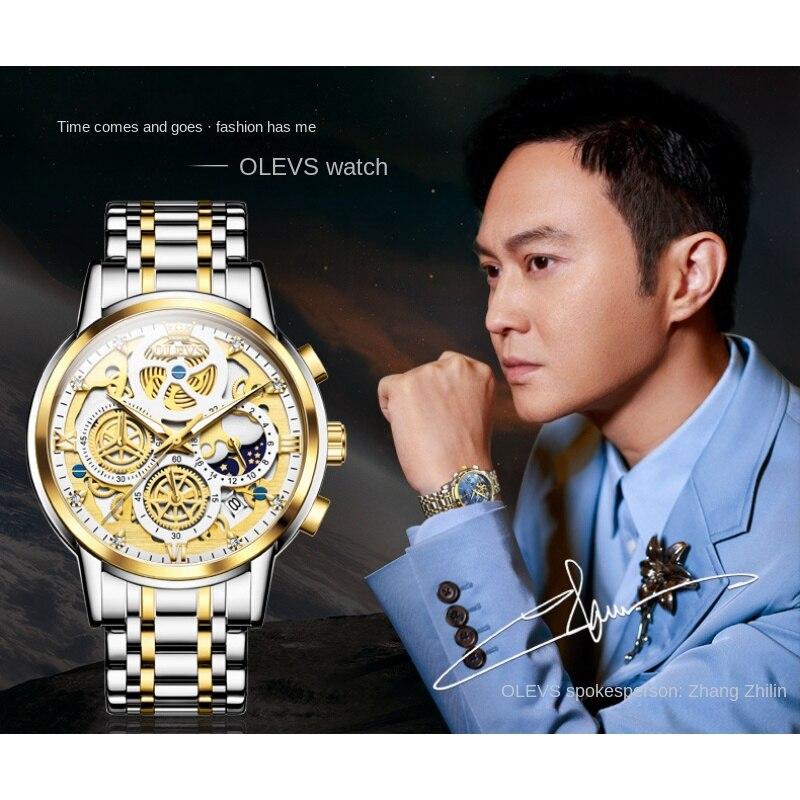 OLEVS Brand Watch Hollow Dial Single Calendar Quartz Watch Men Watch Men Watch