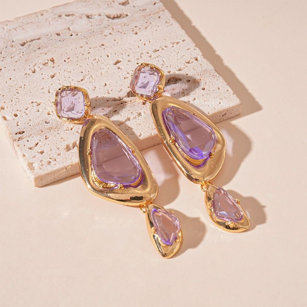 Прозрачные хрустальные преувеличенные серьги-капли Винтажные нерегулярные серьги Серьги со стразами Вечеринка