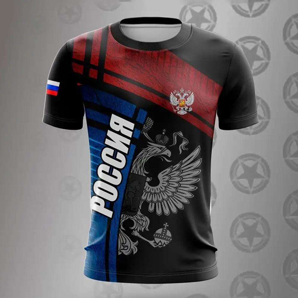 Русская футболка для мужчин, мода, русский национальный флаг, принт, короткий рукав, свободная футболка, повседневная футболка с круглым вырезом, уличная одежда