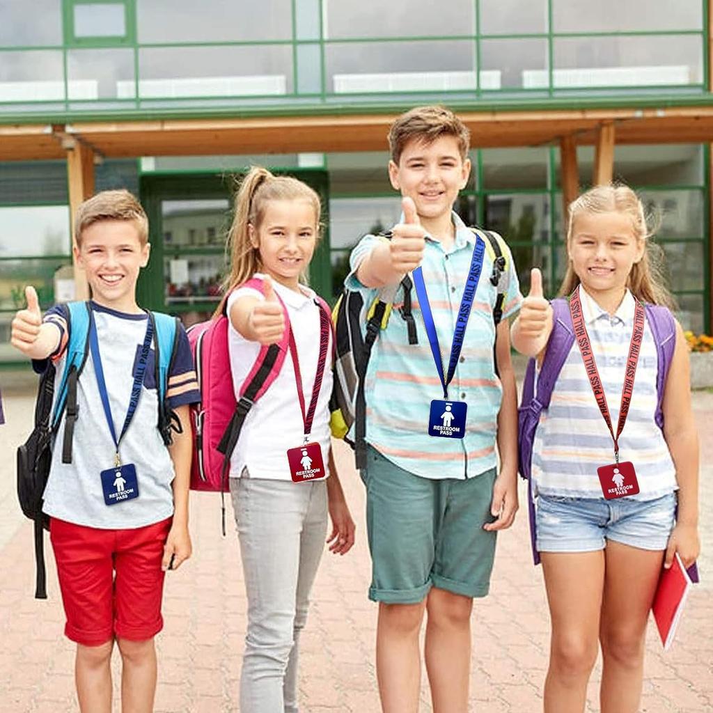 GIFTEXPRESS 12 Piece Hall Pass Lanyards and School Passes Boys and Girl Bathroom Passes