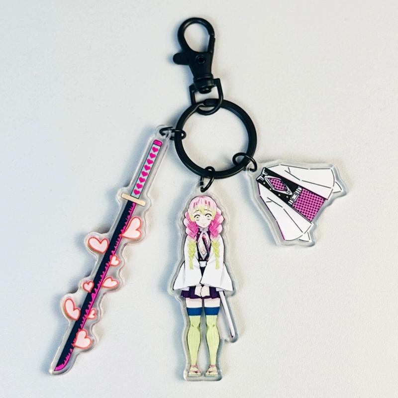 Keychain Pendant Anime Demon Slayer Kimetsu No Yaiba Kamado Tanjirou Double Sided HD Bag Pendant Gift For Fans Cosplay Props Jewelry Gift