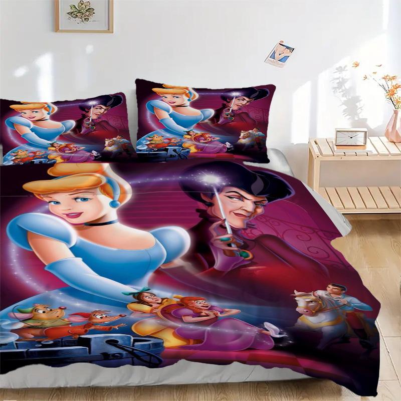 Cinderella'S Ball Print 3Pcs Bedding Setduvet Cover With 2 Bedropillowcase Home Birthday Gift