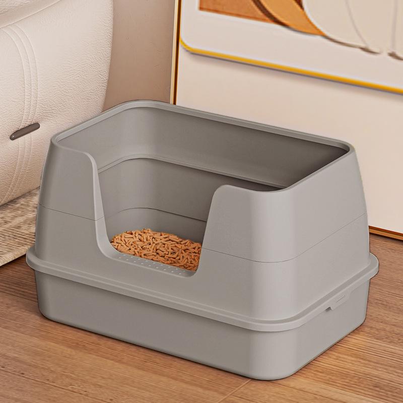 Large Semi-Enclosed Cat Litter Box, Foldable & Thickened Anti-Leak Litter Tray with High Sides, Splash-Proof Cat Toilet Pet Supplies