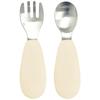 UBMom Infant Stainless Steel Silicone Handle Baby Food Spoon Fork Case Set, Injeolmi (Beige), 1 Set, Korean Popular Tableware