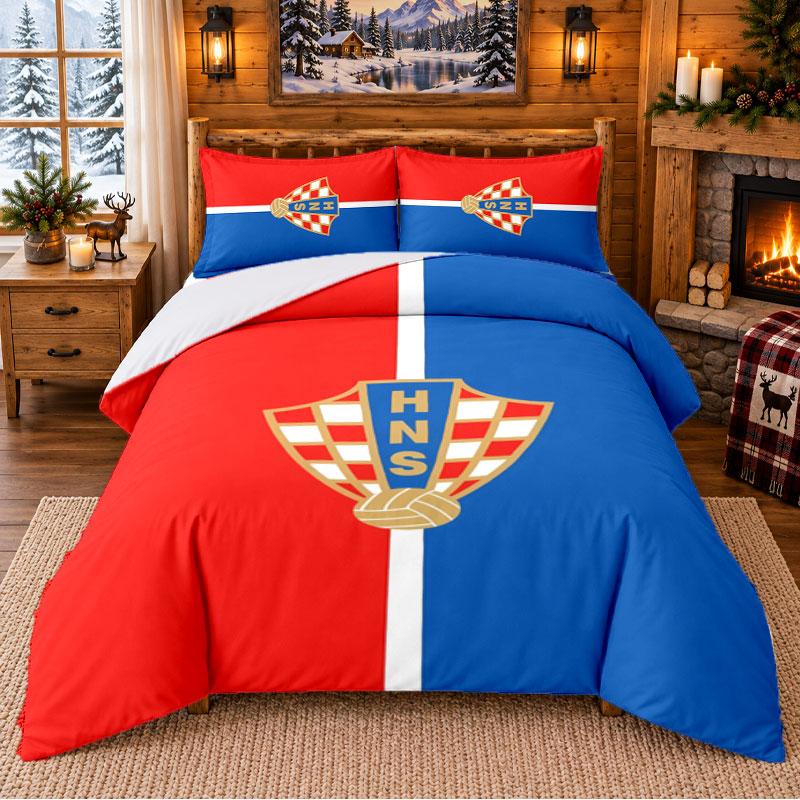 Croatia Pattern Bedding 3Pcs Set Bed Sheet And Pillowcases For Indoor Bedroom
