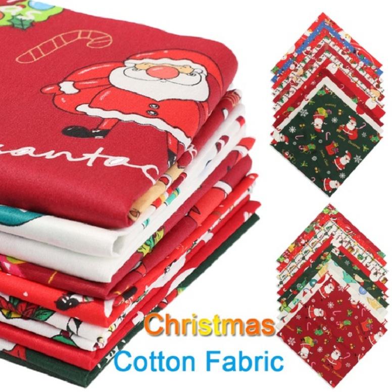 5 Pcs/lot Cartoon Christmas Series Twill Cotton Fabric, DIY Handmade Tissu Bundls of Quilting Patchwork Sewing Scrapbooking