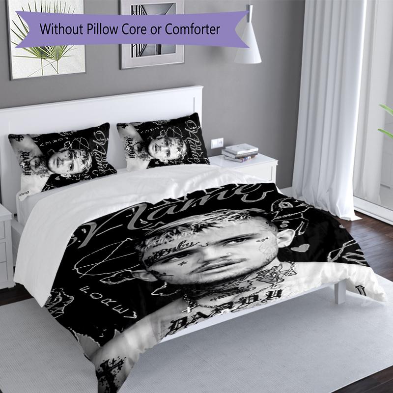 3pcs Custom Name Lil Peep Set,Includes 1 Duvet Cover and 2 Pillowcases,All-season Bedroom Decor