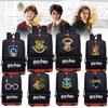 Stylish Harry Potter Print Canvas Backpack With Hidden Zipper Pockets