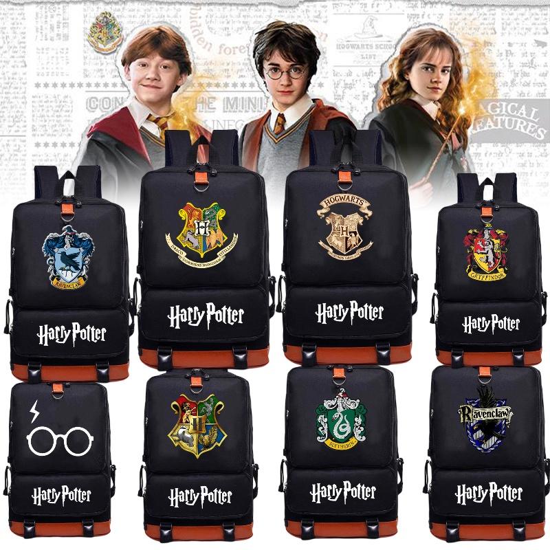 Stylish Harry Potter Print Canvas Backpack With Hidden Zipper Pockets