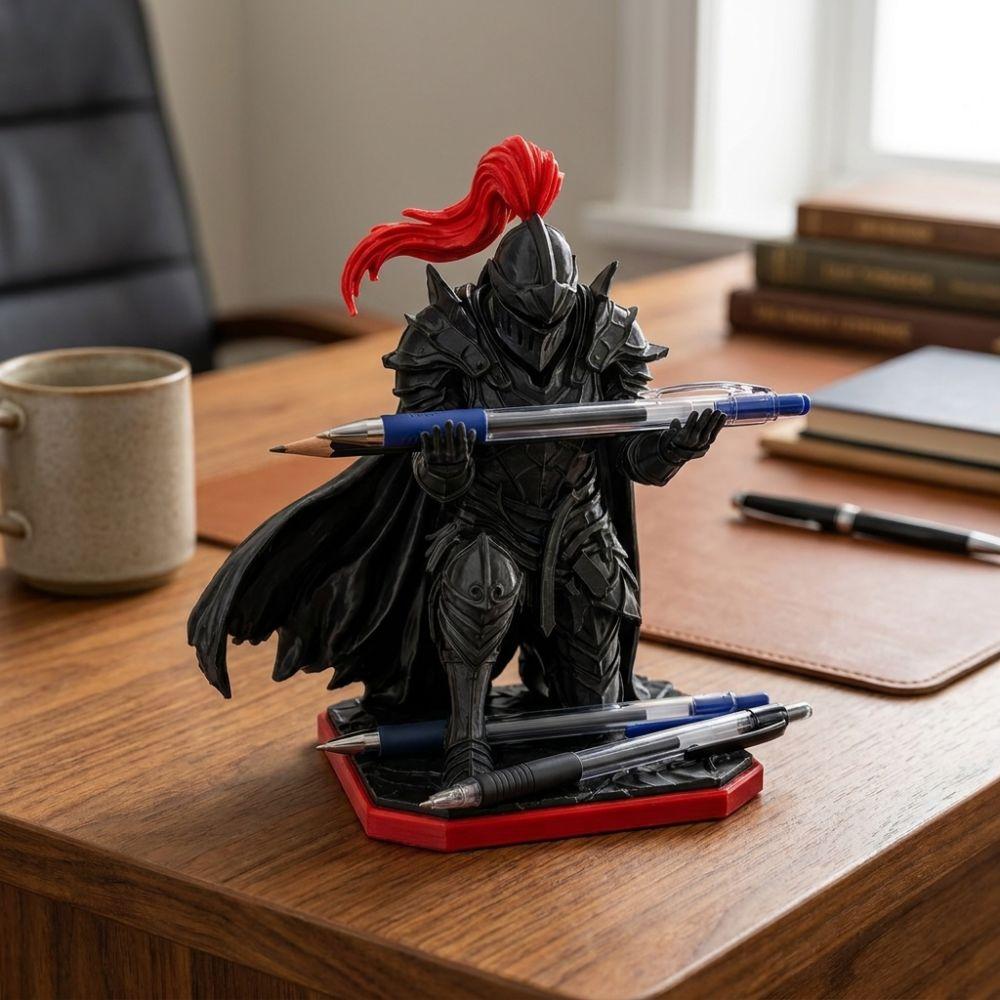 Novelty Gift Medieval Warrior Desk Pen Stand Dark Knight Desktop Pen Holder Birthday Gift