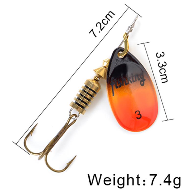 FISH KING Spinner Bait 3,9 г, 4,6 г, 7,4 г, 10,8 г, 15 г, приманки для ложки, металлические приманки для щуки с тройными крючками, искусственная приманка для окуня, рыболовная приманка