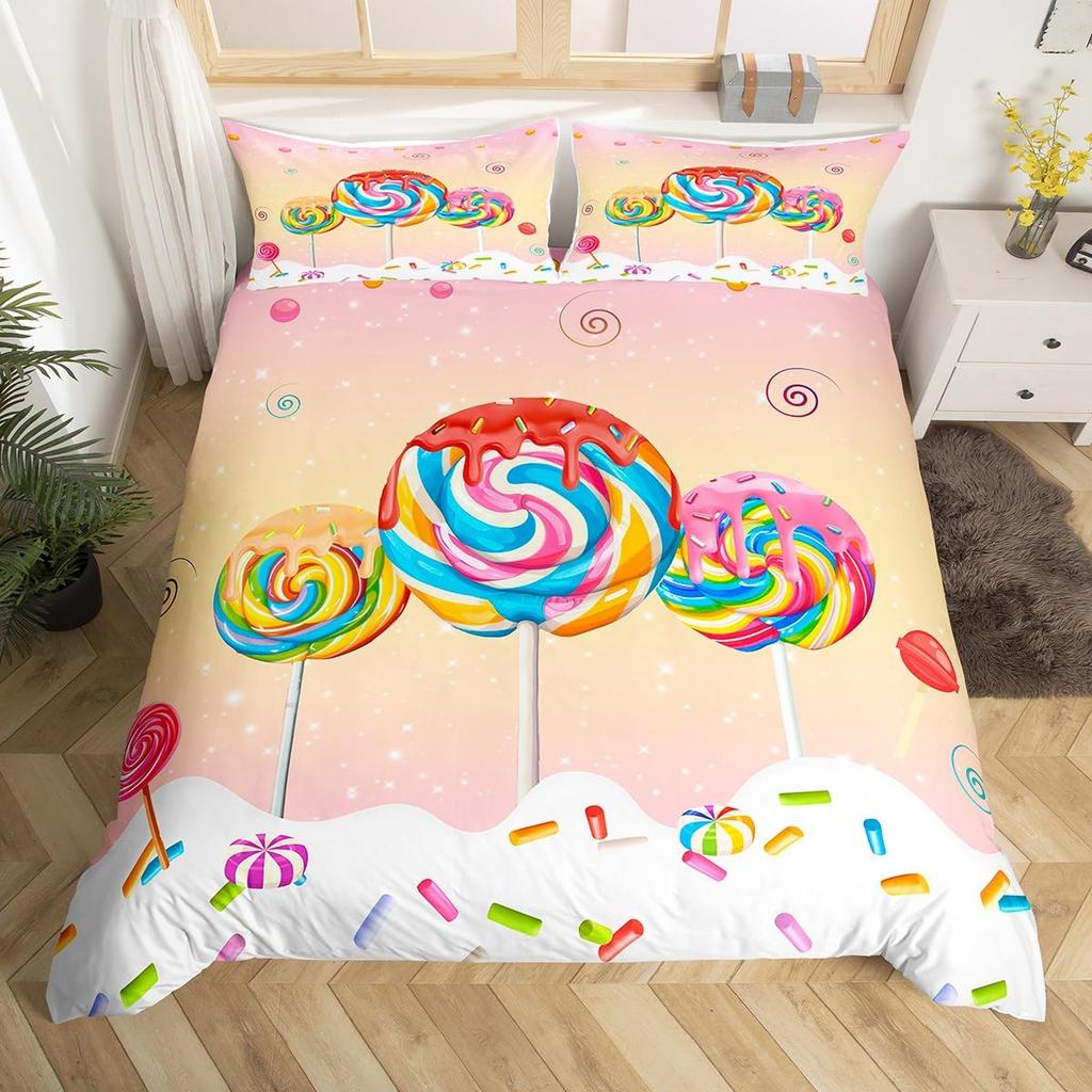 Радужный леденец Пододеяльник для детей мальчиков девочек Квин Легкие пододеяльники Сладкий тематический постельный набор Декор комнаты Без одеяла