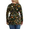 Women's Plus Size Shirt Long Sleeve  Print Top Pleated Casual V-Neck Top
