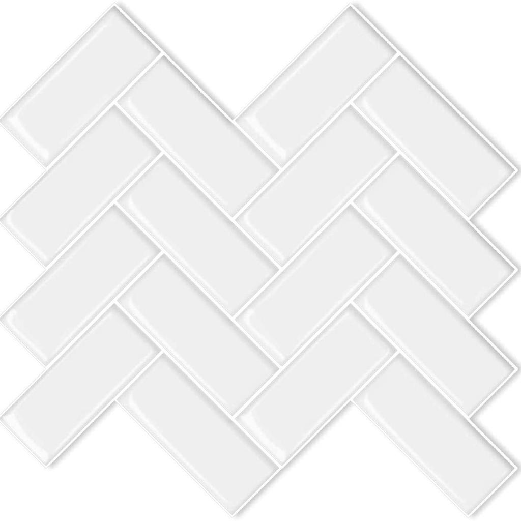10 Sheets Herringbone Peel and Stick Backsplash for Kitchen Backsplash Stick on Tile for Kitchen Wall Tiles Peel