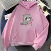 Cute Raccoon Drinking Strawberry Milk Hoodies Kawaii Graphic Printing Pullovers Cartoon Long Sleeve Women/Men Sweatshirts Hooded