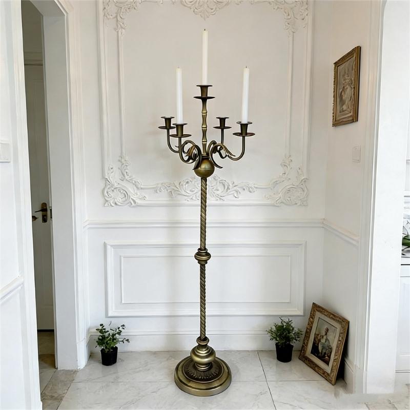 Железный напольный подсвечник с устойчивым основанием, канделябр для семейного мероприятия и активного отдыха