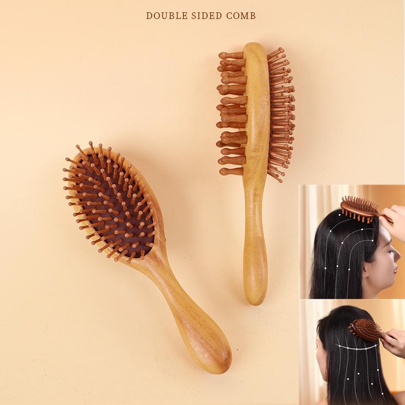 Расческа с воздушной подушкой, Массажная расческа для терапии кожи головы, Уход за кожей головы, Натуральная деревянная расческа гарапа, Двусторонняя скребковая расческа для тела, Массажер для красоты