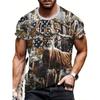 3D Digital Men's Crew Neck Short Sleeve Stylish Design T-shirt with Skeleton Pattern and Letter Print for Summer Outdoors Wear