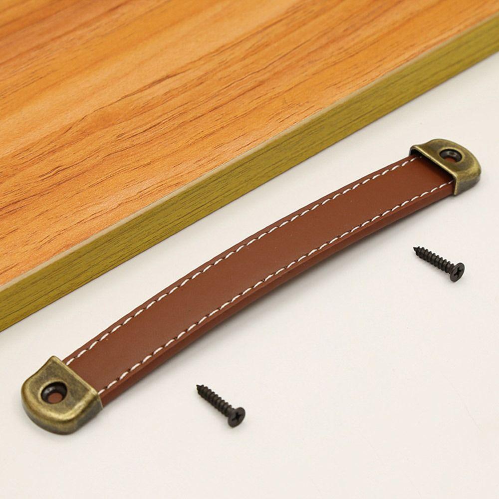 Цинк Цинковый сплав Ручка для ящика с винтами Мебельные ручки Винтажная кожаная ручка Шкаф