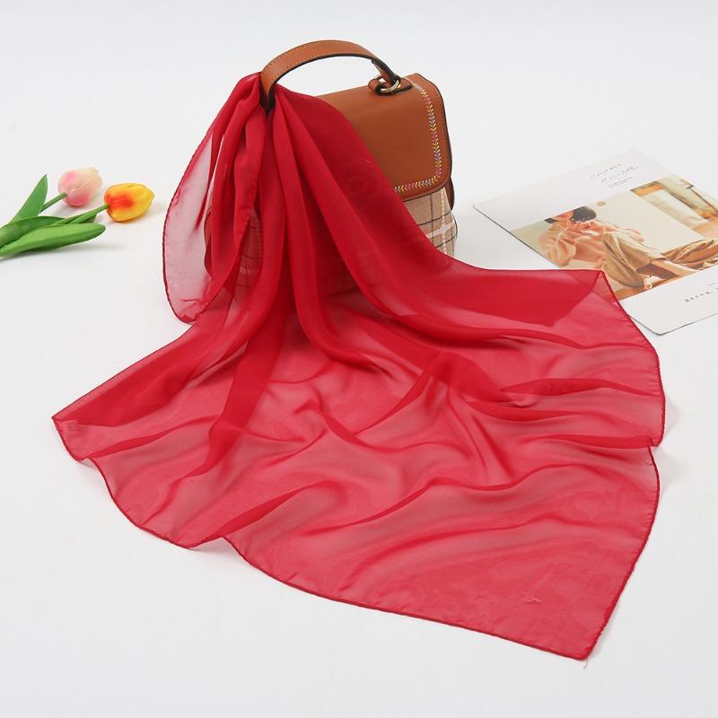 Summer Fashion Solid Color Chiffon Silk Scarf Women, Candy Color Multi-color Decorative Scarf Square Scarf Kindergarten Gift