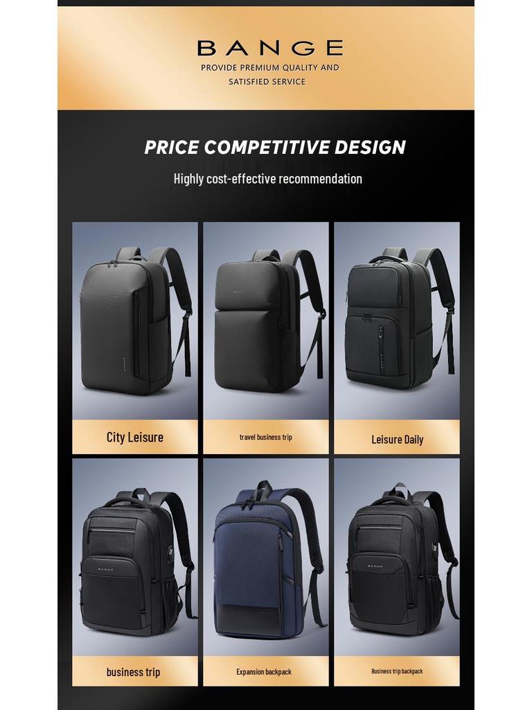 BANGE Ultrathin Expandable Waterproof Backpack for Men - Large Capacity Business & Multifunctional Laptop Bag
