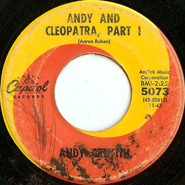 7-дюймовая пластинка ЭНДИ ГРИФФИТ - Энди и Клеопатра 5073 Capitol Records 1963 США Комедия и разговорный жанр Б/У