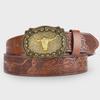 "Western Cowboy Leather Belt - Large Plate Trend, American Street Style, Youth Outerwear Accessory"