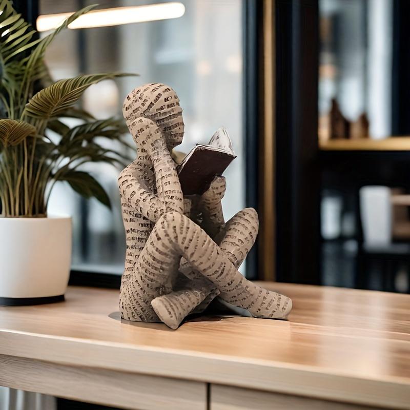 Современная абстрактная фигурка читающего человека - Уникальный полимерный декор для дома, спальни, рабочего стола, офиса | Идеальный праздничный подарок для друзей на Рождество