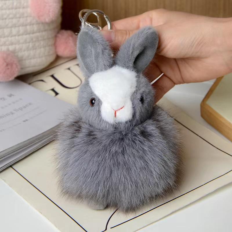 Cartoon Animation Real Fox Plush Rabbit Key Chain Pendant Fashion Kawaii Rabbit Fur Ball Car/Backpack Accessories Ppendant Toy