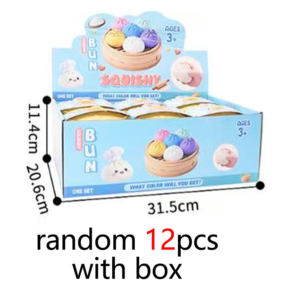 Squeezy Dumplings Squishy Steamed Bun Toy Stress Relief Fidget Toy Slow Rebound Soft TPR for Kids Adults Dough Ball Unique Gifts