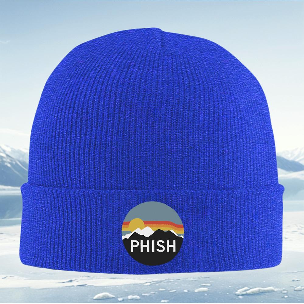Горы закат небо PHISH слова черный фон Мужчины Женщины Унисекс Вязаная шапка бини Шапка-колпак Зимняя Термотеплая Рождество
