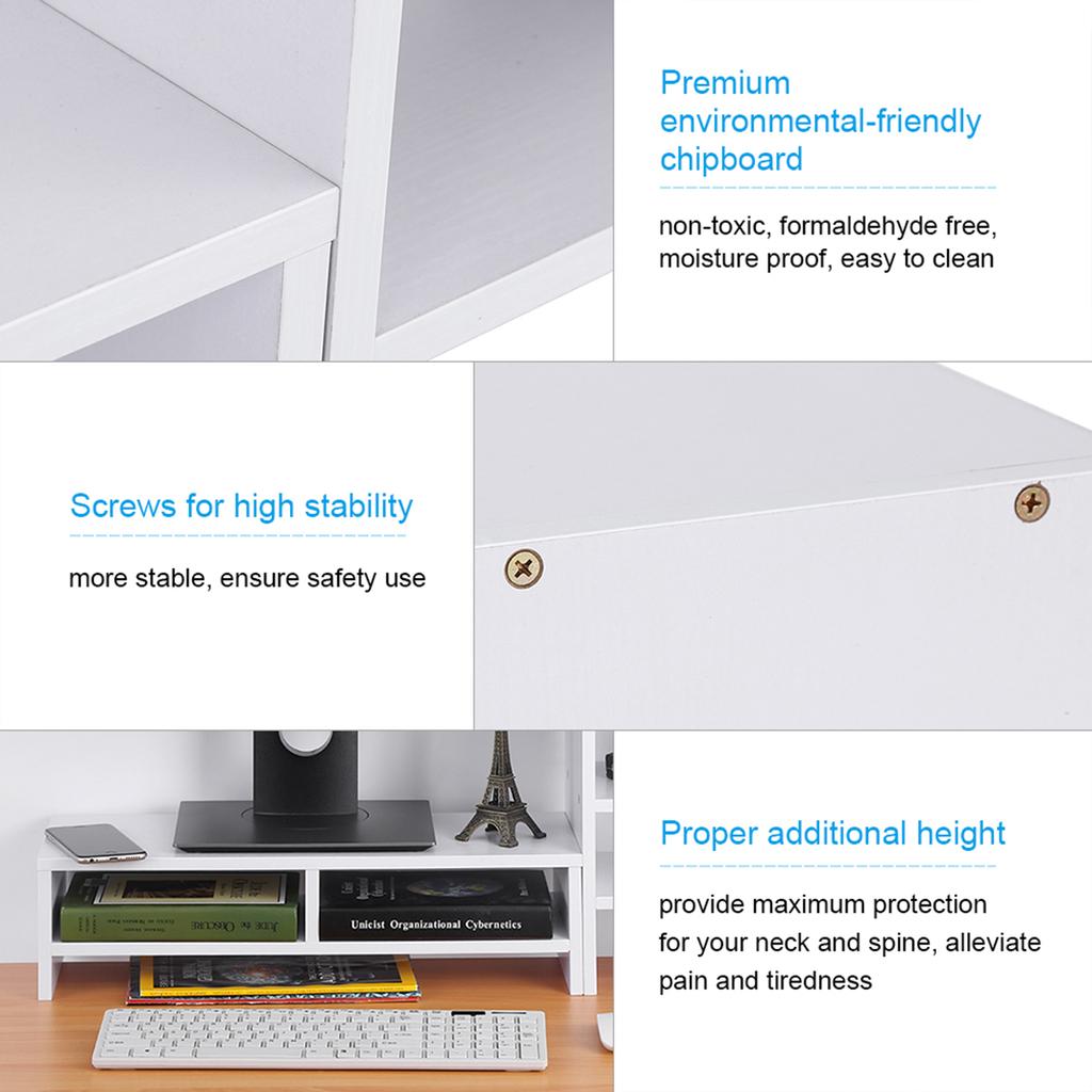 Подставка для монитора компьютера ноутбука Настольный деревянный органайзер для хранения вещей 3-слойная полка для компьютера Подставка для монитора компьютера