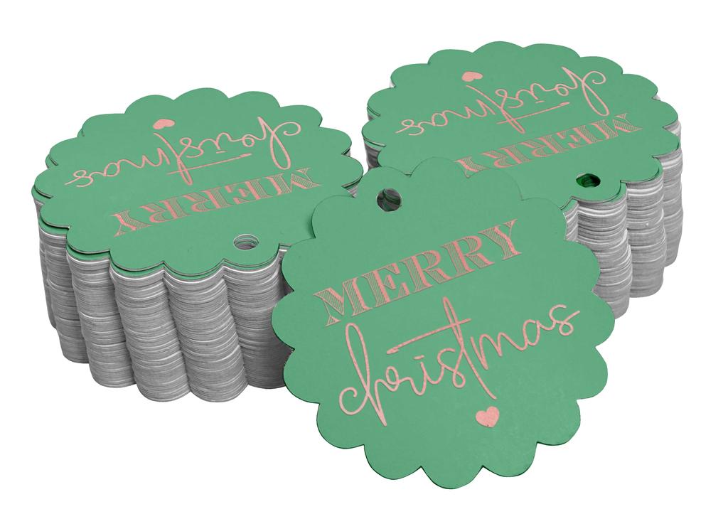 Inkdotpot Real Gold Foil Merry Christmas Tags Favor Hang Paper Tags 100