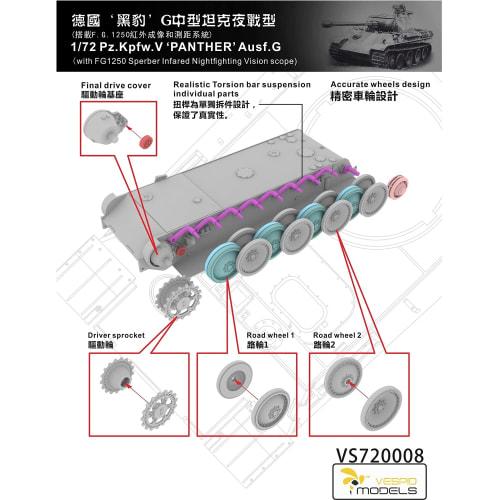 Vespid Model 1/72 German Panzer V Panther Ausf. G/FG1250 Infrared Night Vision Scope Plastic Model Kit VPM720008