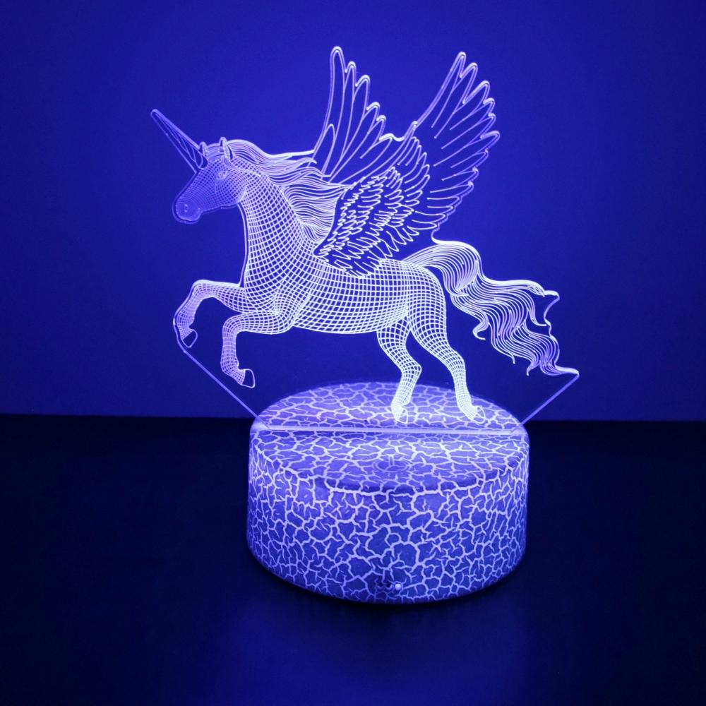 Anime 3D Lamp Unicorn LED Night Light RGB Color Changing Touch Child Nightlight Kid Toy Room Bedroom Decor Valentine's Day Gifts