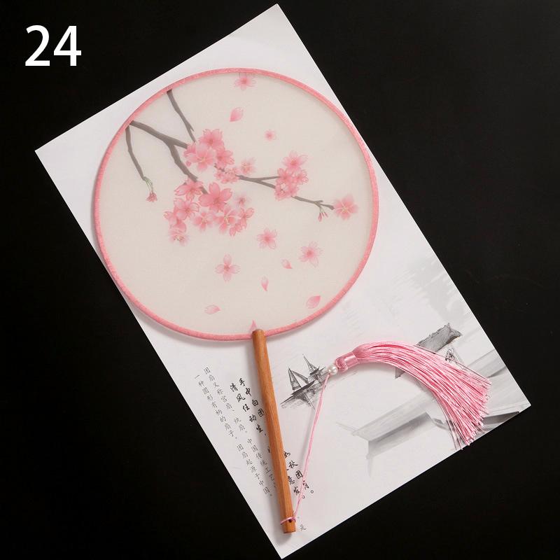 1шт классические печатные кисточки с длинной ручкой круглые веера круглый свадебный веер