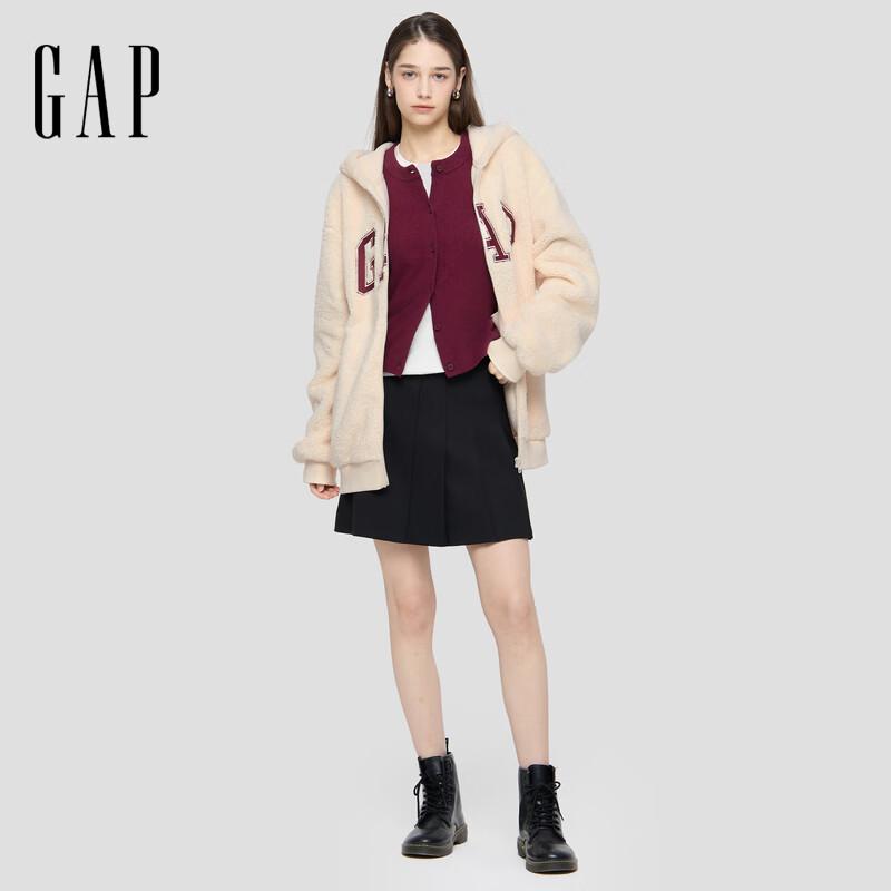 GAP Unisex Contrast Logo Loose Fit Fluffy Hooded Sweatshirt