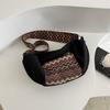 Stylish Tribal Canvas High Capacity Leisure Bag 2024 New Korean Winter Striped Fanny Pack Shoulder Crossbody Bag Coffee