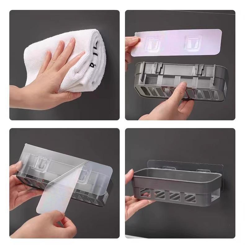 Пластиковая настенная полка для хранения в ванной, установка без сверления